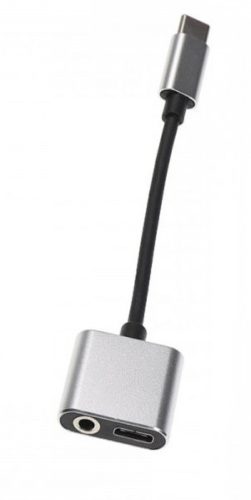 Átalakító kábel (3.5mm Jack (Anya) / USB-C (Anya), USB-C (Apa), Fekete / Szürke) - Utángyártott