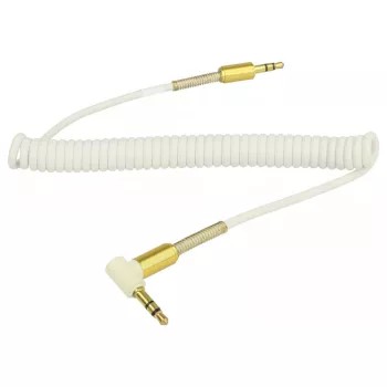   Spirál kábel (3.5mm Jack (Apa), 3.5mm Jack (Apa), 39 - 150cm, Fehér / Arany) - Utángyártott