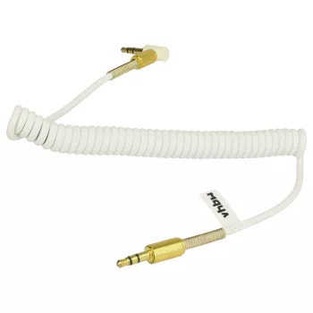   Spirál kábel (3.5mm Jack (Apa), 3.5mm Jack (Apa), 39 - 150cm, Fehér / Arany) - Utángyártott