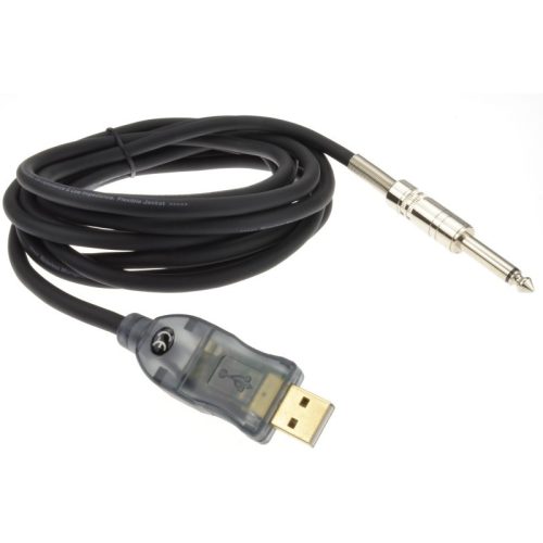Átalakító kábel (6.35mm Jack (Apa), USB-A 2.0 (Apa), 280cm, Fekete) - Utángyártott