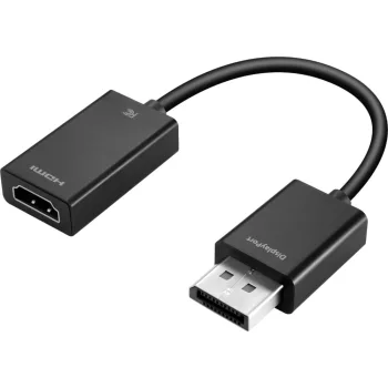   Átalakító kábel (DisplayPort (Apa), HDMI (Anya), 15cm, Fekete) - Utángyártott