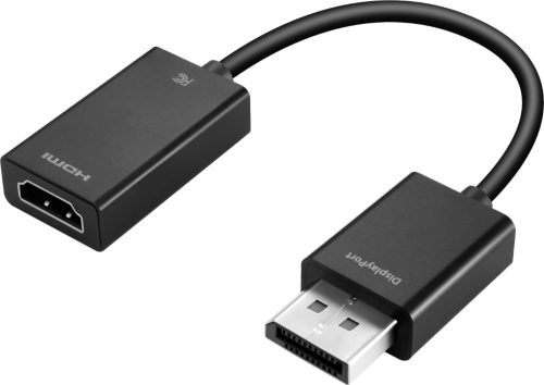 Átalakító kábel (DisplayPort (Apa), HDMI (Anya), 15cm, Fekete) - Utángyártott