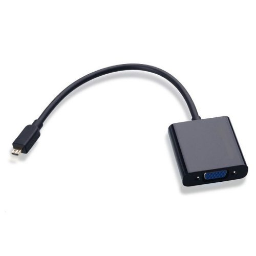 Átalakító kábel (HDMI D (Apa), VGA (Anya), 15cm, Fekete) - Utángyártott