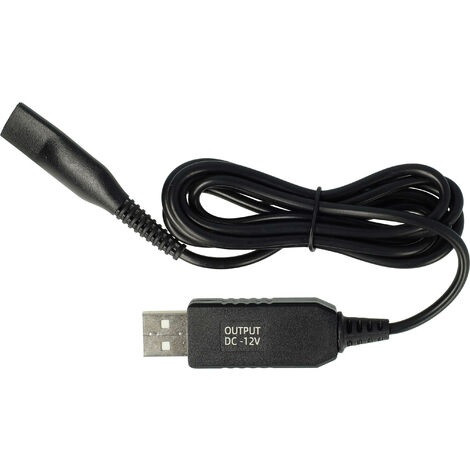 Braun HC 20 készülékhez töltőkábel (USB-A (Apa), Eszköz Specifikus, 120cm, Fekete, 12V) - Utángyártott