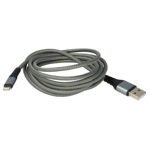 Apple AirPods 1.Generation készülékhez kábel (USB-A 2.0 (Apa), Lightning (Apa), 180cm, Fekete / Szürke, 2.4V) - Utángyártott