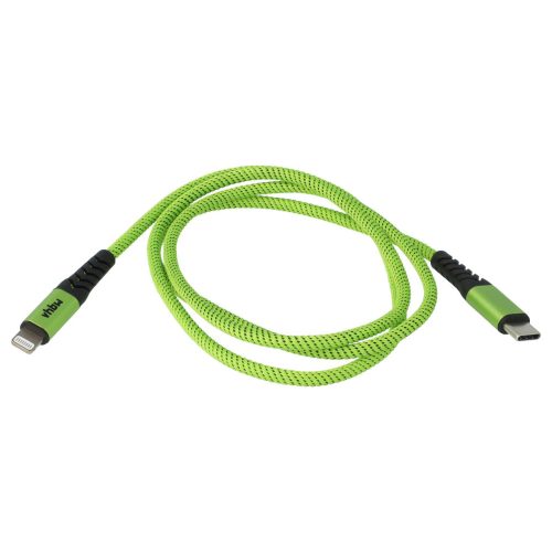 Apple AirPods 1.Generation készülékhez kábel (USB-C (Apa), Lightning (Apa), 100cm, Fekete / Zöld, 18W, 9V, 2.0A) - Utángyártott