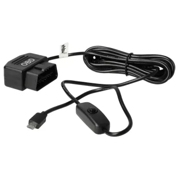   Autós töltőkábel (Micro USB (Apa), 16 tüskés OBD2 csatlakozó, 3.5m, Fekete, 5V, 1,5A) - Utángyártott