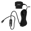Autós töltőkábel (Micro USB (Apa), 16 tüskés OBD2 csatlakozó, 3.5m, Fekete, 5V, 1,5A) - Utángyártott