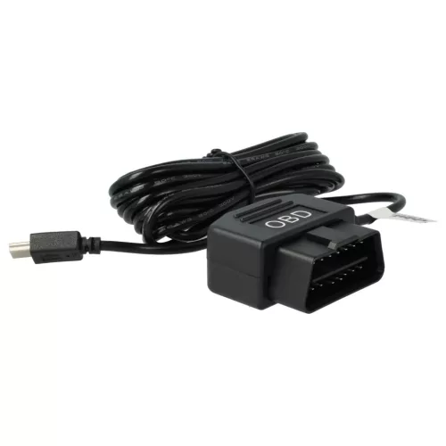 Autós töltőkábel (Mini USB (Apa), 16 tüskés OBD2 csatlakozó, 3.5m, Fekete, 5V, 1,5A) - Utángyártott