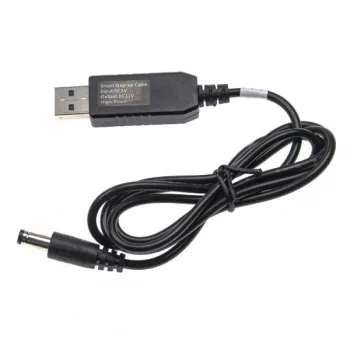   Töltőkábel (USB-A (Apa), 5.5 x 2.5 mm Barrel csatlakozó, 1m, Fekete, 12V, 1 A) - Utángyártott