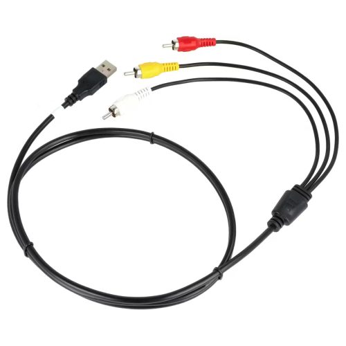 Átalakító kábel (USB-A 2.0 (Apa), RCA (Apa), 1.4m, Fekete) - Utángyártott