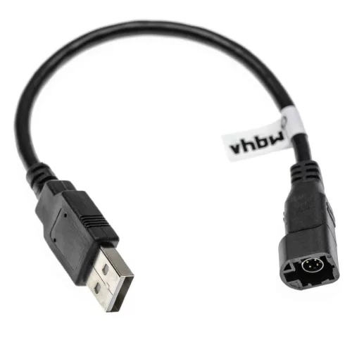 Volkswagen RCD 510 készülékhez átalakító kábel (USB-A 2.0 (Apa), 4 tüskés csatlakozó (Anya), 22cm, Fekete) - Utángyártott