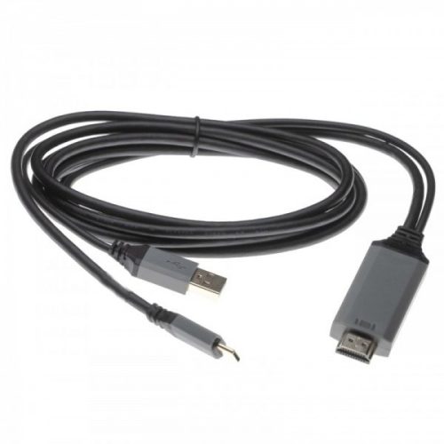 Átalakító kábel (HDMI (Apa), USB-C 3.1 (Apa) / USB-A 2.0 (Apa), 2m, Fekete / Szürke) - Utángyártott