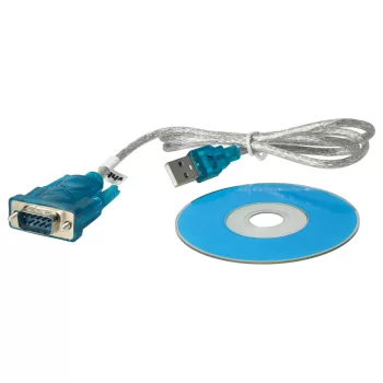   Átalakító kábel (USB-A 2.0 (Apa), 9 tüskés RS232 (Apa), 80cm, Kék / Szürke) - Utángyártott