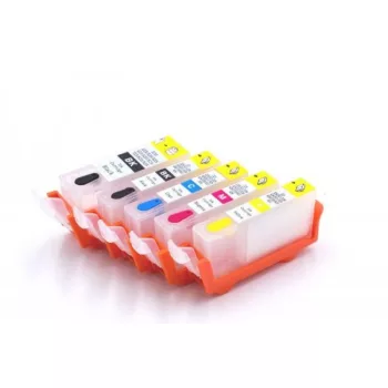   Canon CLI-526BK helyettesítő töltetlen nyomtató tinta patron (Fekete / Cián / Magenta / Sárga / Fotó fekete) 5 színben - Utángyártott