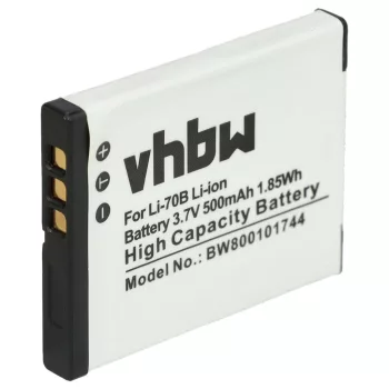   Olympus Li70B helyettesítő fényképezőgép akkumulátor (Li-Ion, 3.6V, 500mAh / 1.8Wh) - Utángyártott
