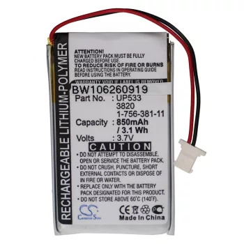  Sony PL-383450 helyettesítő akkumulátor (Li-Polymer, 3.7V, 850mAh / 3.15Wh) - Utángyártott