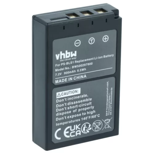 Olympus PS-BLS1 helyettesítő fényképezőgép akkumulátor (Li-Ion, 7.2V, 900mAh / 6.48Wh) - Utángyártott
