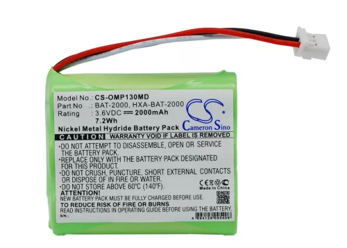 Omron BAT-2000, HXA-BAT-2000 helyettesítő akkumulátor (NiMh, 3.6V, 2000mAh / 7.2Wh) - Utángyártott