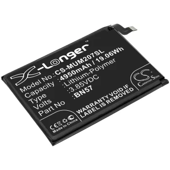   Poco / Xiaomi BN57 helyettesítő mobiltelefon akkumulátor (Li-Polymer, 3.85V, 4950mAh / 19.06Wh) - Utángyártott