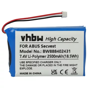   ABUS FUBT50000 helyettesítő akkumulátor (Li-Polymer, 7.4V, 2500mAh / 18.5Wh) - Utángyártott