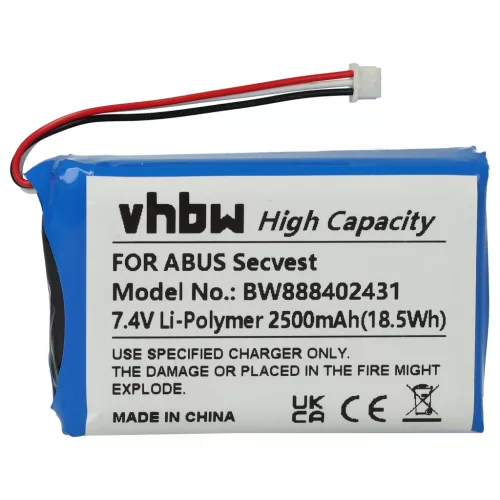 ABUS FUBT50000 helyettesítő akkumulátor (Li-Polymer, 7.4V, 2500mAh / 18.5Wh) - Utángyártott