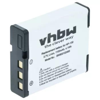   Casio NP-130 helyettesítő fényképezőgép akkumulátor (Li-Ion, 3.6V, 1100mAh / 3.96Wh) - Utángyártott