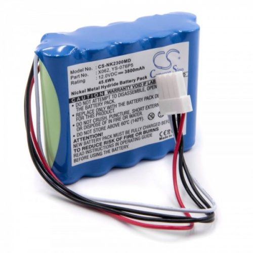 Nihon Kohden 608237, X062, YS-076P5 helyettesítő akkumulátor (NiMh, 12V, 3800mAh / 45.6Wh) - Utángyártott