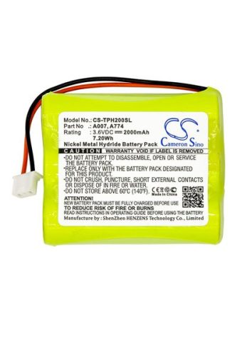 TPI 160AAH3BML, A007, A774 helyettesítő akkumulátor (NiMh, 3.6V, 2000mAh / 7.2Wh) - Utángyártott