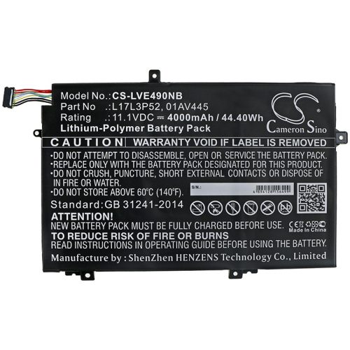 Lenovo ThinkPad E590 készülékhez laptop akkumulátor (Li-Polymer, 11.1V, 4000mAh / 44.4Wh) - Utángyártott
