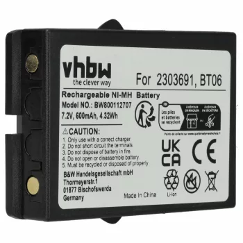   Ikusi 2303691, BT06 helyettesítő akkumulátor (NiMh, 7.2V, 700mAh / 5.04Wh) - Utángyártott
