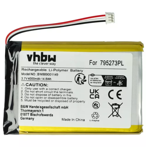 Tigerbox 795273PL helyettesítő akkumulátor (Li-Polymer, 3.7V, 4000mAh / 14.8Wh) - Utángyártott