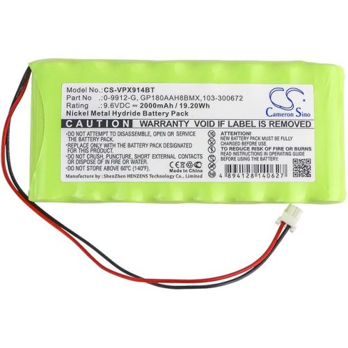 Visonic GP180AAH8BMX helyettesítő akkumulátor (NiMh, 9.6V, 2000mAh / 19.2Wh) - Utángyártott