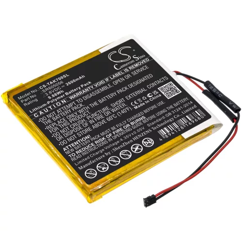 Astell & Kern SR605056 helyettesítő akkumulátor (Li-Polymer, 3.8V, 2600mAh / 9.88Wh) - Utángyártott