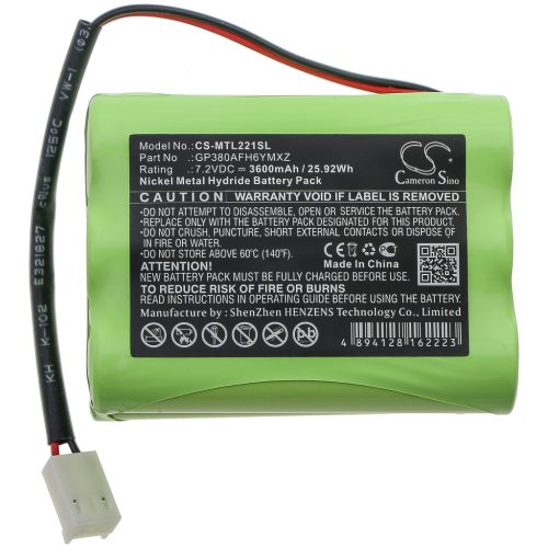 Megalite / Mettler / Transpal GP380AFH6YMXZ helyettesítő akkumulátor (NiMh, 7.2V, 3600mAh / 25.92Wh) - Utángyártott