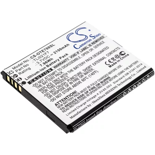 Alcatel TLi021F7 helyettesítő akkumulátor (Li-Ion, 3.7V, 2150mAh / 7.96Wh) - Utángyártott