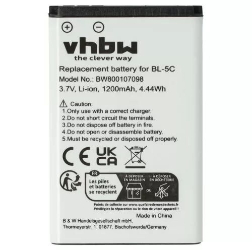 Fritz!Fon FRA051 helyettesítő telefon akkumulátor (Li-Ion, 1200mAh / 4.44Wh, 3.7V) - Utángyártott