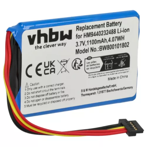 TomTom AHL03711008, HM9420236853 helyettesítő akkumulátor (Li-Ion, 1100mAh / 4.1Wh, 3.7V) - Utángyártott