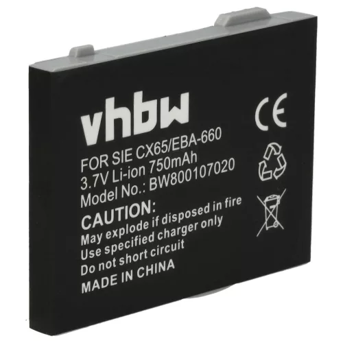 Siemens EBA-660 helyettesítő mobiltelefon akkumulátor (Li-Ion, 750mAh / 2.78Wh, 3.7V) - Utángyártott