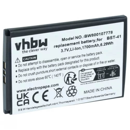 Sony-Ericsson A8 készülékhez mobiltelefon akkumulátor (Li-Ion, 1700mAh / 6.29Wh, 3.7V) - Utángyártott