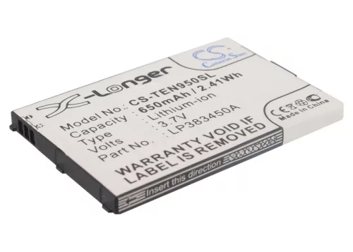 Telefunken LP383450A helyettesítő mobiltelefon akkumulátor (Li-Ion, 3.7V, 650mAh / 2.41Wh) - Utángyártott
