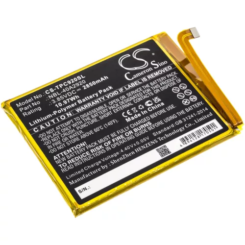 TP-Link / Neffos NBL-40A2920 helyettesítő mobiltelefon akkumulátor (Li-Polymer, 3.85V, 2850mAh / 10.97Wh) - Utángyártott