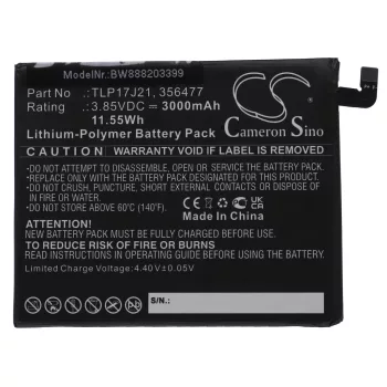   Wiko TLP17J21 helyettesítő mobiltelefon akkumulátor (Li-Polymer, 3.85V, 3000mAh / 11.55Wh) - Utángyártott