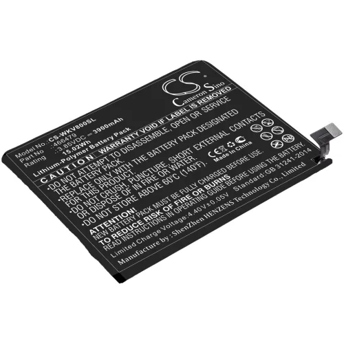 Wiko 466479 helyettesítő mobiltelefon akkumulátor (Li-Polymer, 3.85V, 3900mAh / 15.02Wh) - Utángyártott