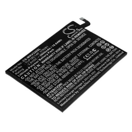 Wiko TLP18C14P helyettesítő mobiltelefon akkumulátor (Li-Polymer, 3.8V, 2800mAh / 10.64Wh) - Utángyártott