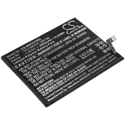 Wiko TPJ18K07P helyettesítő mobiltelefon akkumulátor (Li-Polymer, 3.8V, 3900mAh / 14.82Wh) - Utángyártott