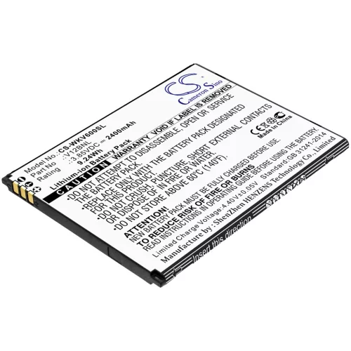 Wiko V12BNL helyettesítő mobiltelefon akkumulátor (Li-Ion, 3.85V, 2400mAh / 9.24Wh) - Utángyártott
