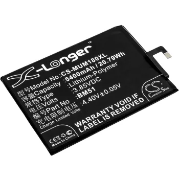   Xiaomi BM51 helyettesítő mobiltelefon akkumulátor (Li-Polymer, 3.85V, 5400mAh / 20.79Wh) - Utángyártott