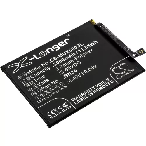 Xiaomi BN36 helyettesítő mobiltelefon akkumulátor (Li-Polymer, 3.85V, 3000mAh / 11.55Wh) - Utángyártott