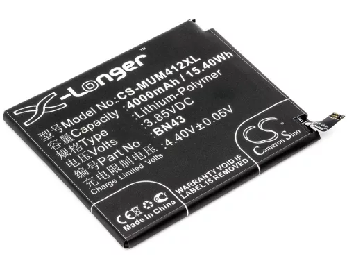 Xiaomi BN43 helyettesítő mobiltelefon akkumulátor (Li-Polymer, 3.85V, 4000mAh / 15.4Wh) - Utángyártott